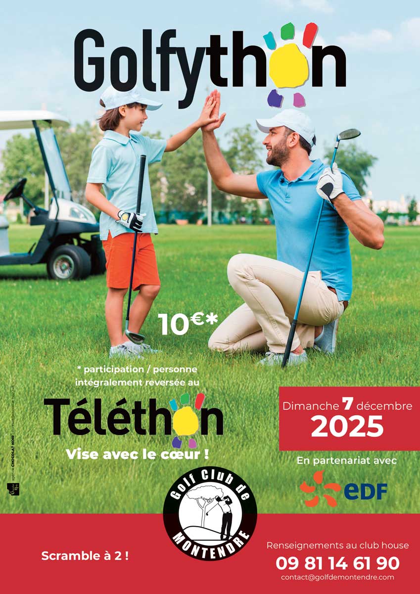 Le 7 décembre 2025, le Golf Club de Montendre organise une journée exceptionnelle : le Golfython ! Cet événement, en partenariat avec EDF et au profit du Téléthon, promet une ambiance conviviale, sportive et solidaire. Une occasion unique de jouer au golf tout en soutenant une noble cause. Pourquoi participer ? Un format accessible : Scramble à 2, idéal pour les joueurs de tous niveaux. Un geste solidaire : 10 € par participant seront reversés intégralement au Téléthon. Une ambiance chaleureuse : Visez avec le cœur et partagez des moments inoubliables sur le green. Informations pratiques : Date : Dimanche 7 décembre 2025 Lieu : Golf Club de Montendre Tarif : 10 € par personne Inscription : Réservez votre place dès maintenant en contactant le club house au 09 81 14 61 90 ou par email à contact@golfdemontendre.com. Un mot du club : "Le Golf Club de Montendre est fier de s’associer une nouvelle fois au Téléthon. Venez nombreux pour allier plaisir du jeu et générosité !" Comment s’inscrire ? Par téléphone : 09 81 14 61 90 Par email : contact@golfdemontendre.com En personne : au club house Conclusion : Ne manquez pas cette journée où sport et solidarité se rencontrent ! Inscrivez-vous dès aujourd’hui et faites partie de cette belle aventure.